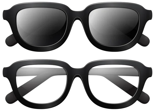 Óculos e óculos de sol com molduras pretas — Vetor de Stock