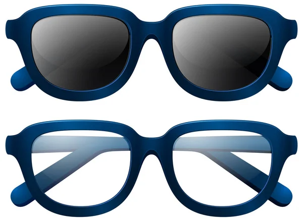 Brille und Sonnenbrille mit blauem Rahmen — Stockvektor