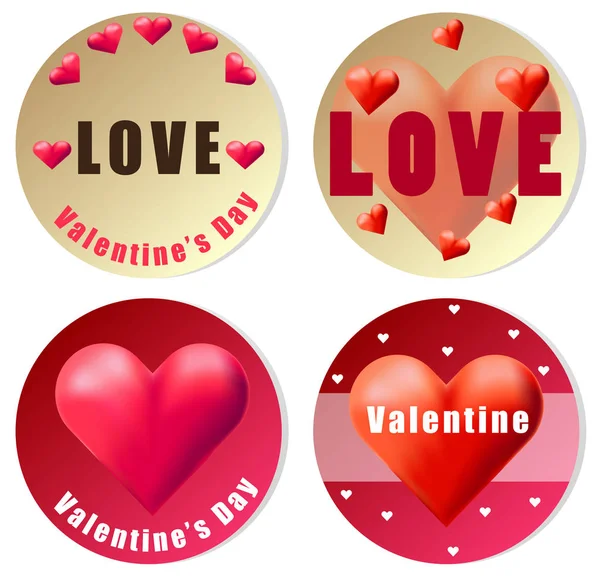 Valentine sticker design with red hearts