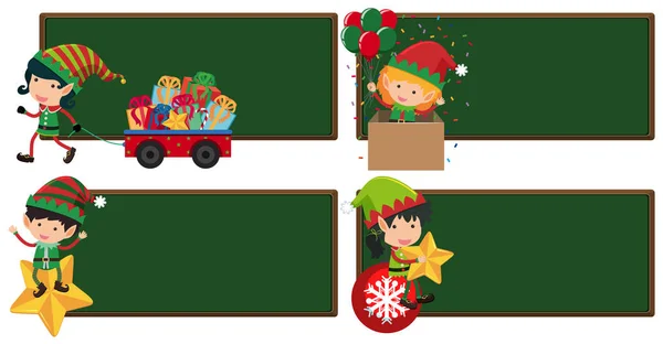 Modèle de quatre planches avec des élévations de Noël — Image vectorielle