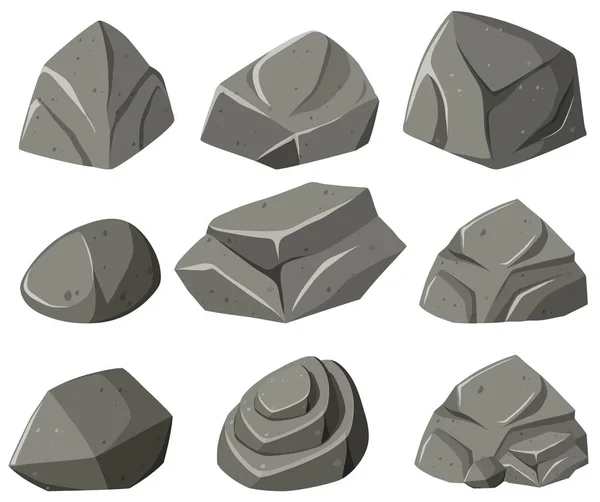 Diversi modelli di rocce grigie — Vettoriale Stock
