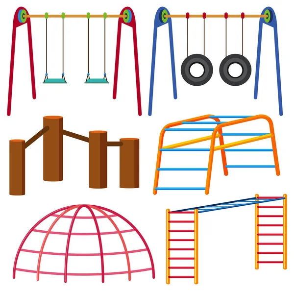 Different types of swing and monkeybars — Stock Vector