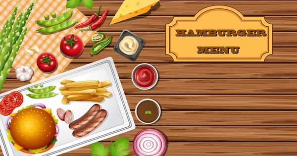 Hintergrundvorlage für Hamburger-Menü — Stockvektor