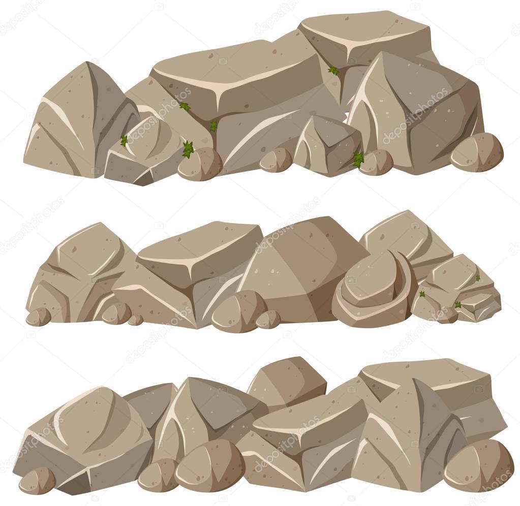 Rock formations in three patterns