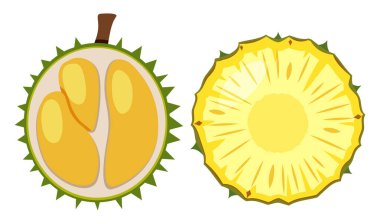 Durian ve ananas yarıya