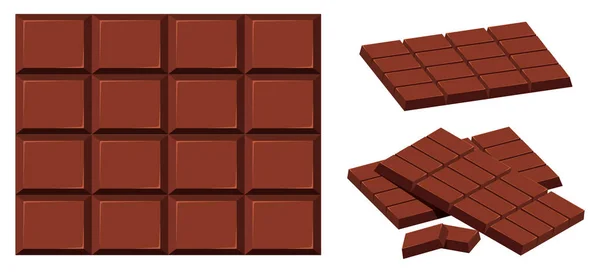 Barra de chocolate no fundo branco — Vetor de Stock