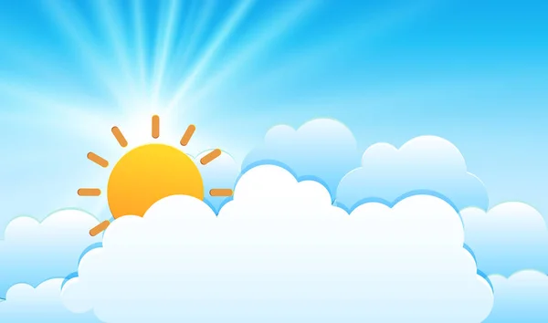 Cielo fondo con sol detrás de las nubes — Vector de stock