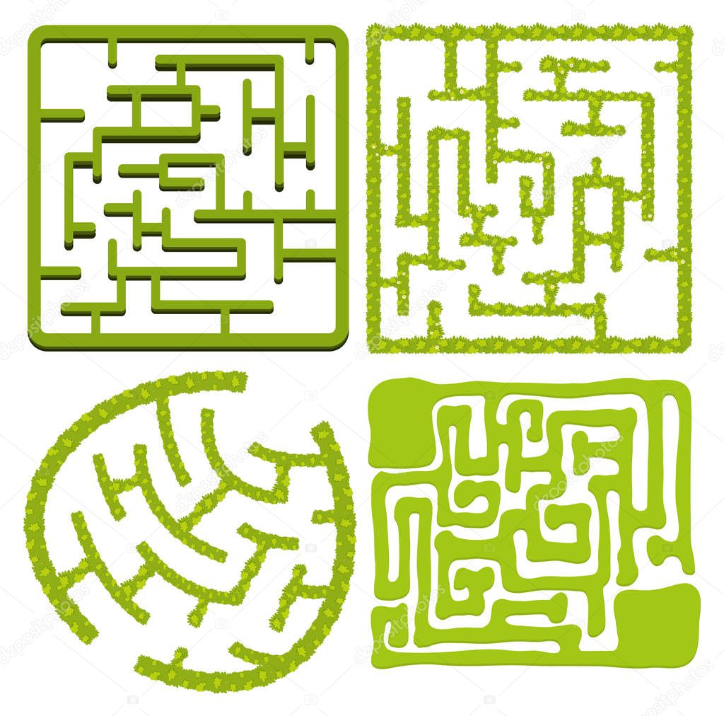 Different patterns of maze game in green color