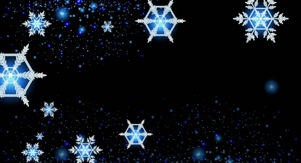 Conception de fond avec flocons de neige la nuit — Image vectorielle