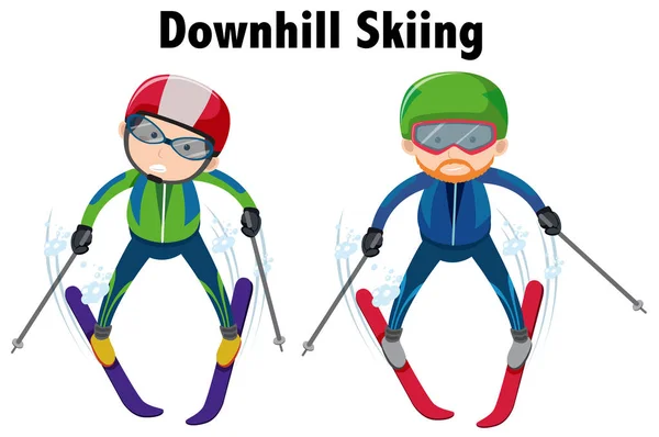 Dwóch osób robi narciarstwo zjazdowe — Wektor stockowy