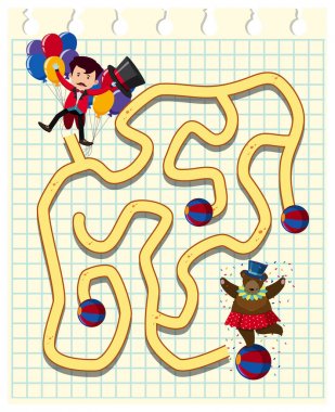 Eğitmen ve sirk ayısı ile oyun şablonu bulmaca