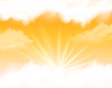 Kabarık bulutlar üzerinde sarı sky