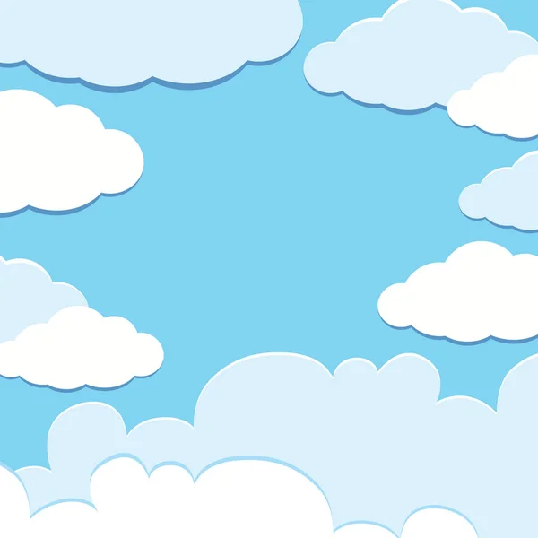 Background template with blue sky and white clouds — Stock Vector
