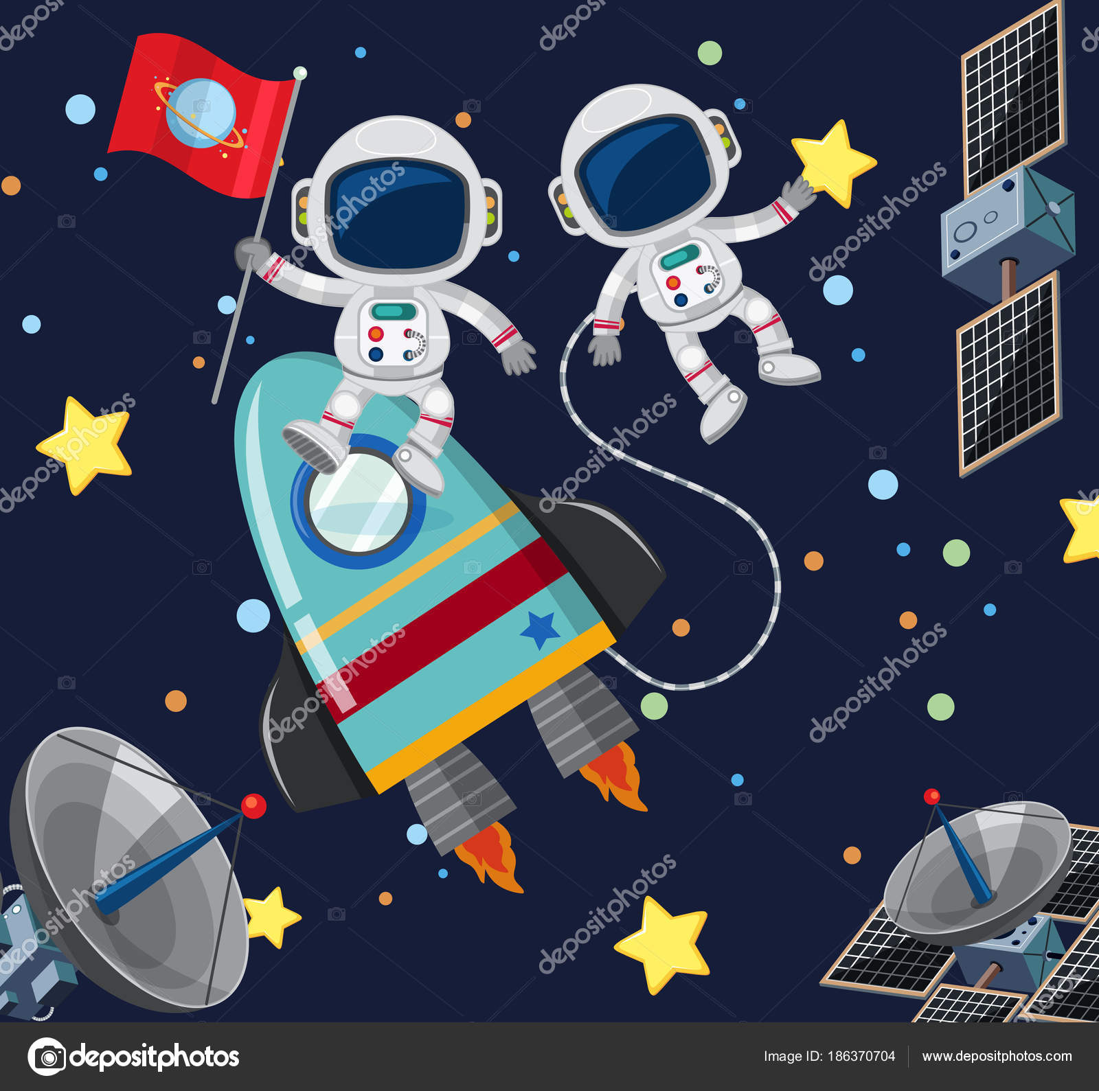 Astronauta espacial. ilustración de robot de dibujos animados