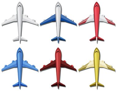 Uçak ile altı farklı renk