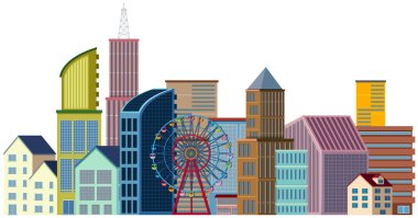 Birçok bina ve dönme dolap