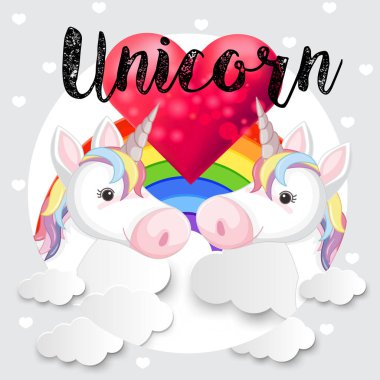 İki tek boynuzlu at başkanları ve kalp