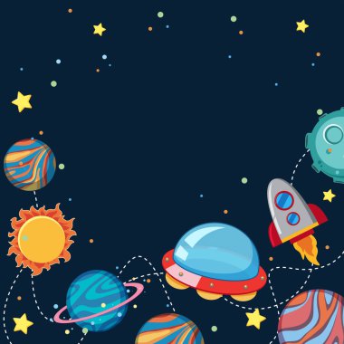 Ufo ve gezegenlerin arka plan tasarımı