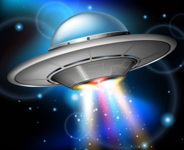 Karanlık uzayda uçan Ufo