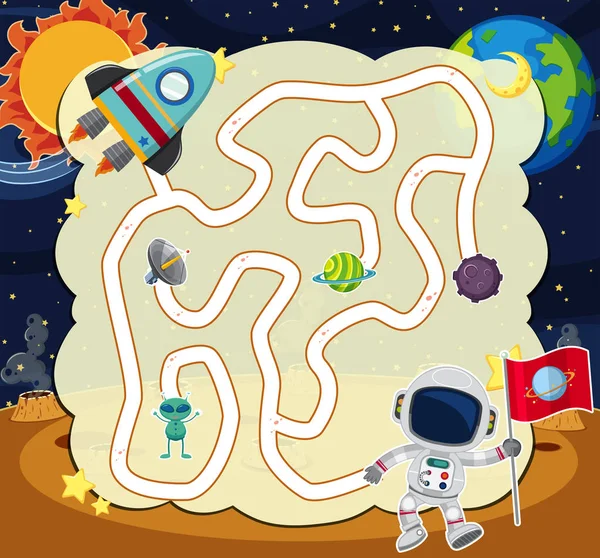 Szablon do gry puzzle z astronautów w przestrzeni kosmicznej — Wektor stockowy