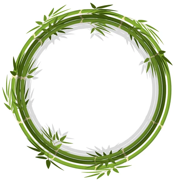 Round frame template with green bamboo — Stock Vector
