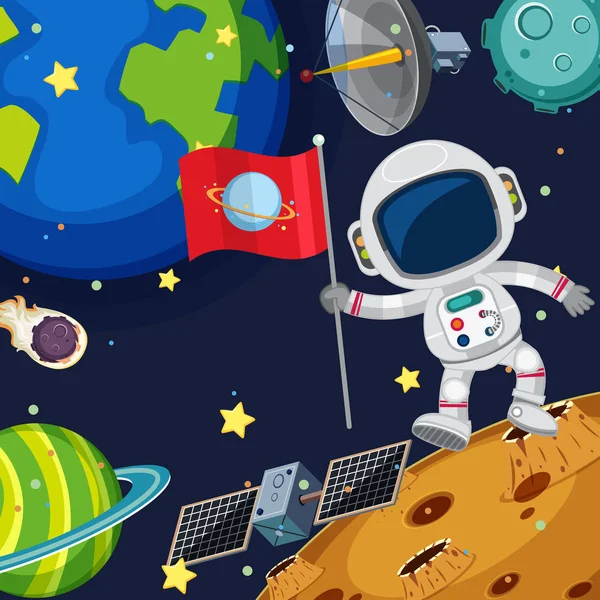 Η σκηνή φόντου με αστροναύτης στο διάστημα — Διανυσματικό Αρχείο