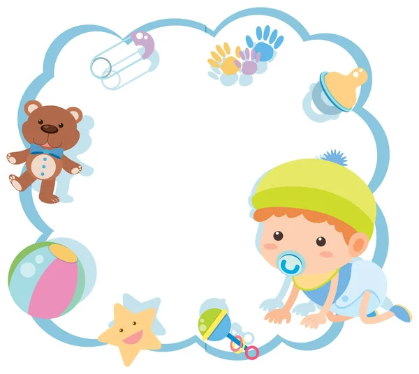 Border template with cute baby and toys