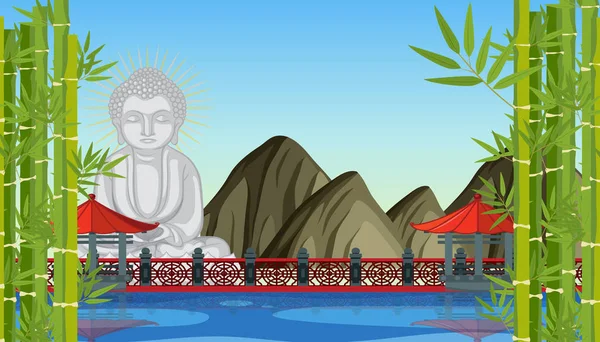 Budda posąg w chińskiej świątyni — Wektor stockowy