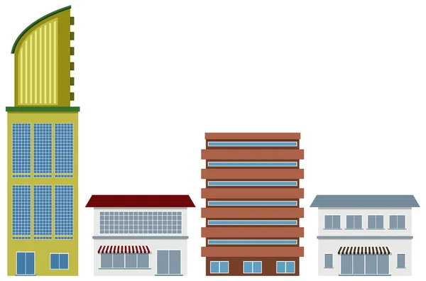 Четыре проекта офисных зданий и магазинов — стоковый вектор