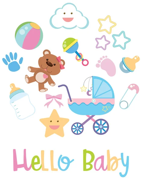 Baby items on white background — Stock Vector