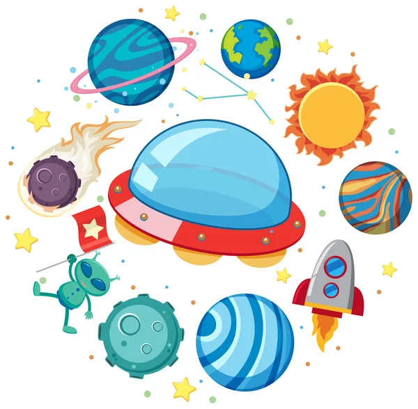 Aliean and other planets in the solar system — Stock Vector