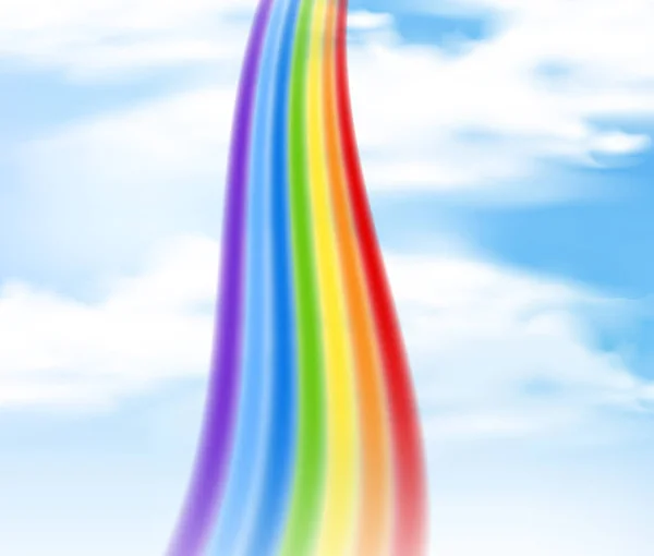 Colorido arco iris en el cielo azul — Vector de stock