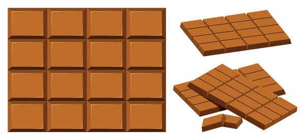 Chocolate bars on white background