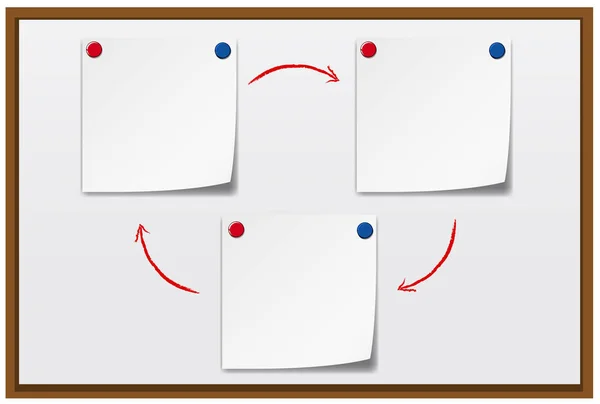 Trois notes vierges sur tableau blanc — Image vectorielle