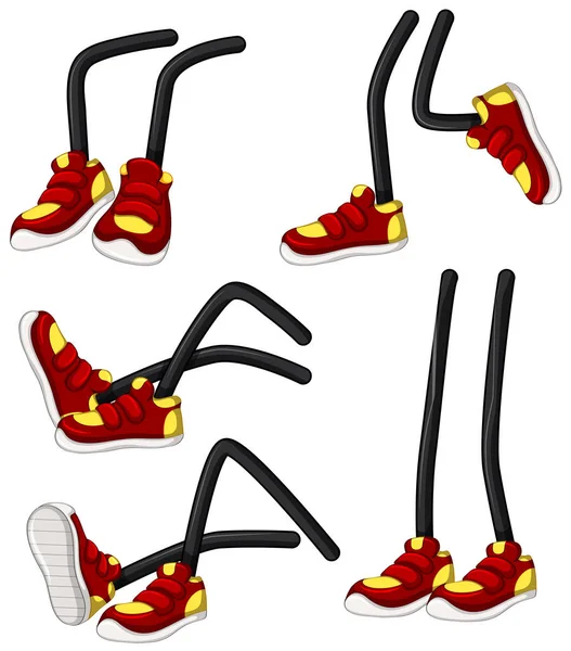 Jambes avec des chaussures rouges — Image vectorielle