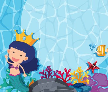 Denizkızı ve balıklı sualtı sahnesi