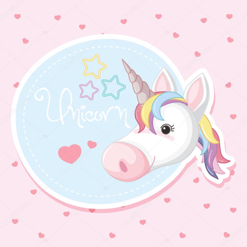 Background design with cute unicorn