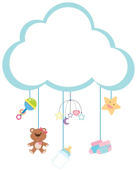 Border template with baby items — Stock Vector