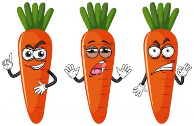 Havuç ile farklı yüz ifadeleri