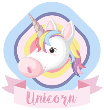 Logo tasarımı ile tek boynuzlu at ve pembe bayrak