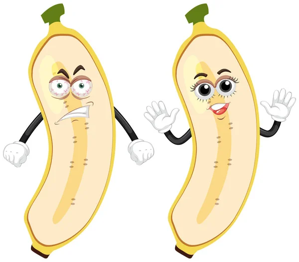 Fatia de banana com duas emoções diferentes — Vetor de Stock