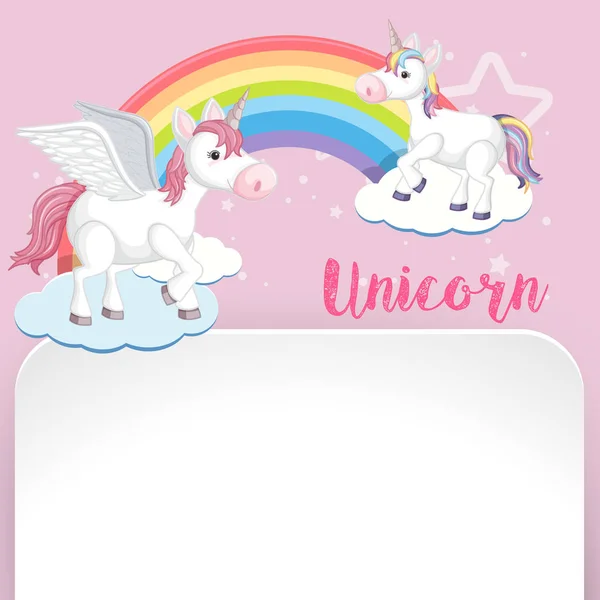 Poster design with two unicorns — Stock Vector