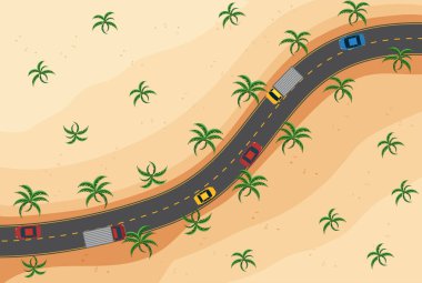 Yolda araçların havadan görünümü