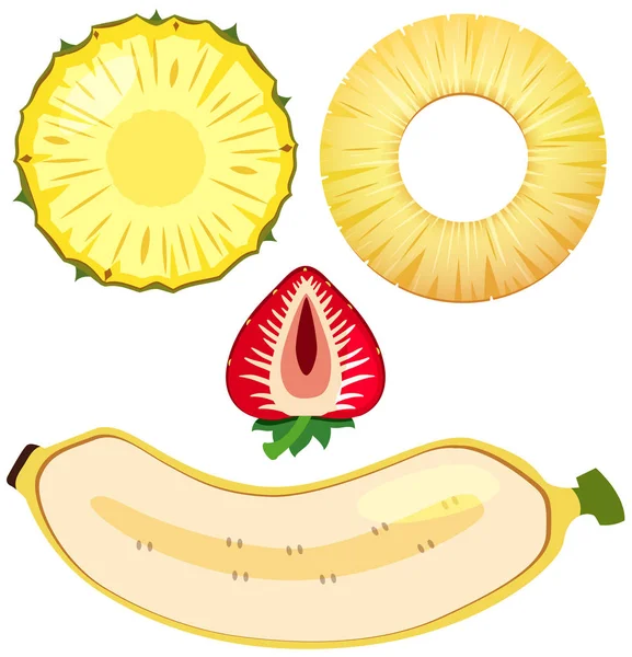 Ananas und Banane auf weißem Hintergrund — Stockvektor