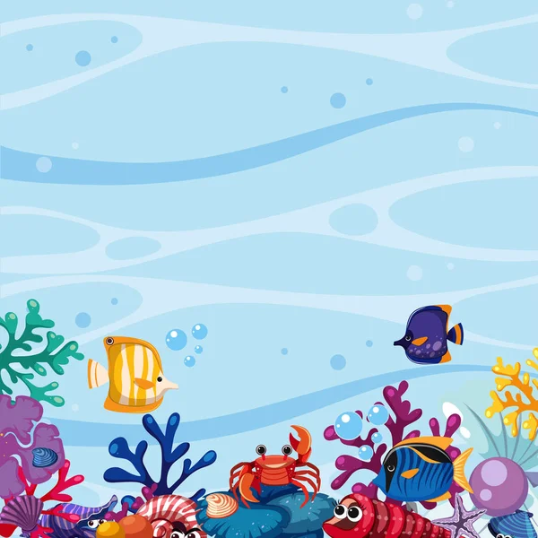 Escena de fondo con peces y coral bajo el agua — Vector de stock