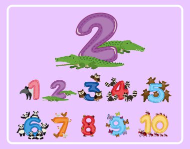 Numarası ve diğer hayvanlar sayılarla sayma