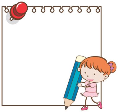 Kız ve kalem ile sınır şablonu