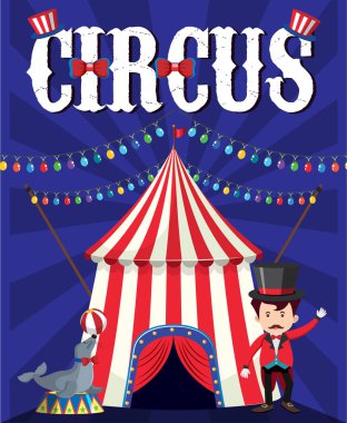 Sirk eğitmeni ve mühür için afiş tasarımı