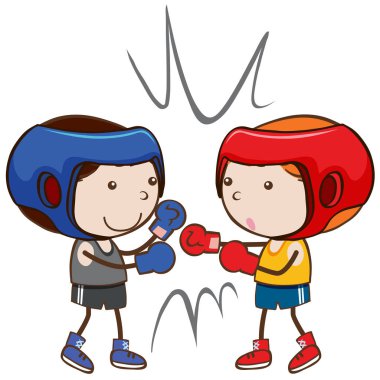 Beyaz zemin üzerinde bir boks oyunu