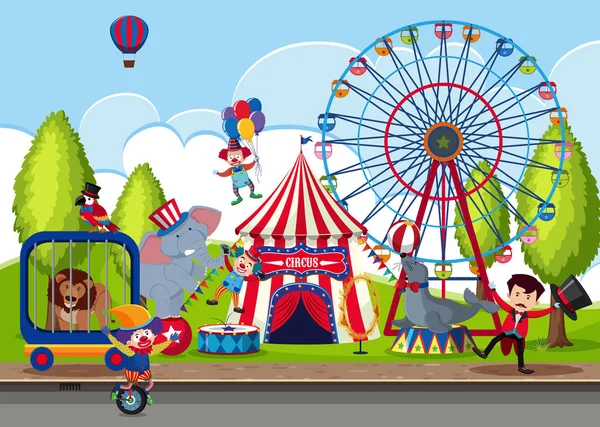 Circo Turístico en el Parque — Vector de stock